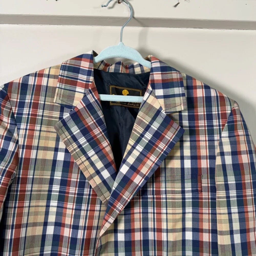 Vintage Quarterback Coached by Esskay Kids Plaid Blazer Multi-Color Sport Coat